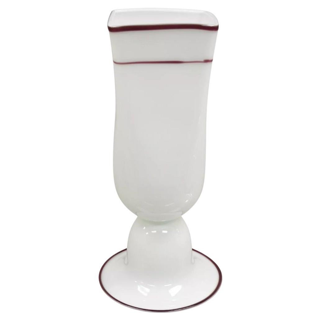 Lampe de bureau tulipe blanche moderne italienne du milieu du siècle dernier en verre d'art de Murano