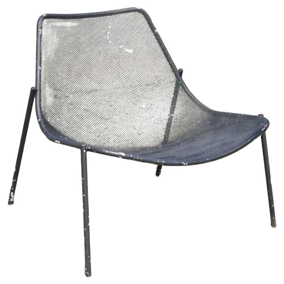 Vintage Modern Metal Mesh Perforated Wide Seat Patio Garden Lounge Chair For Sale