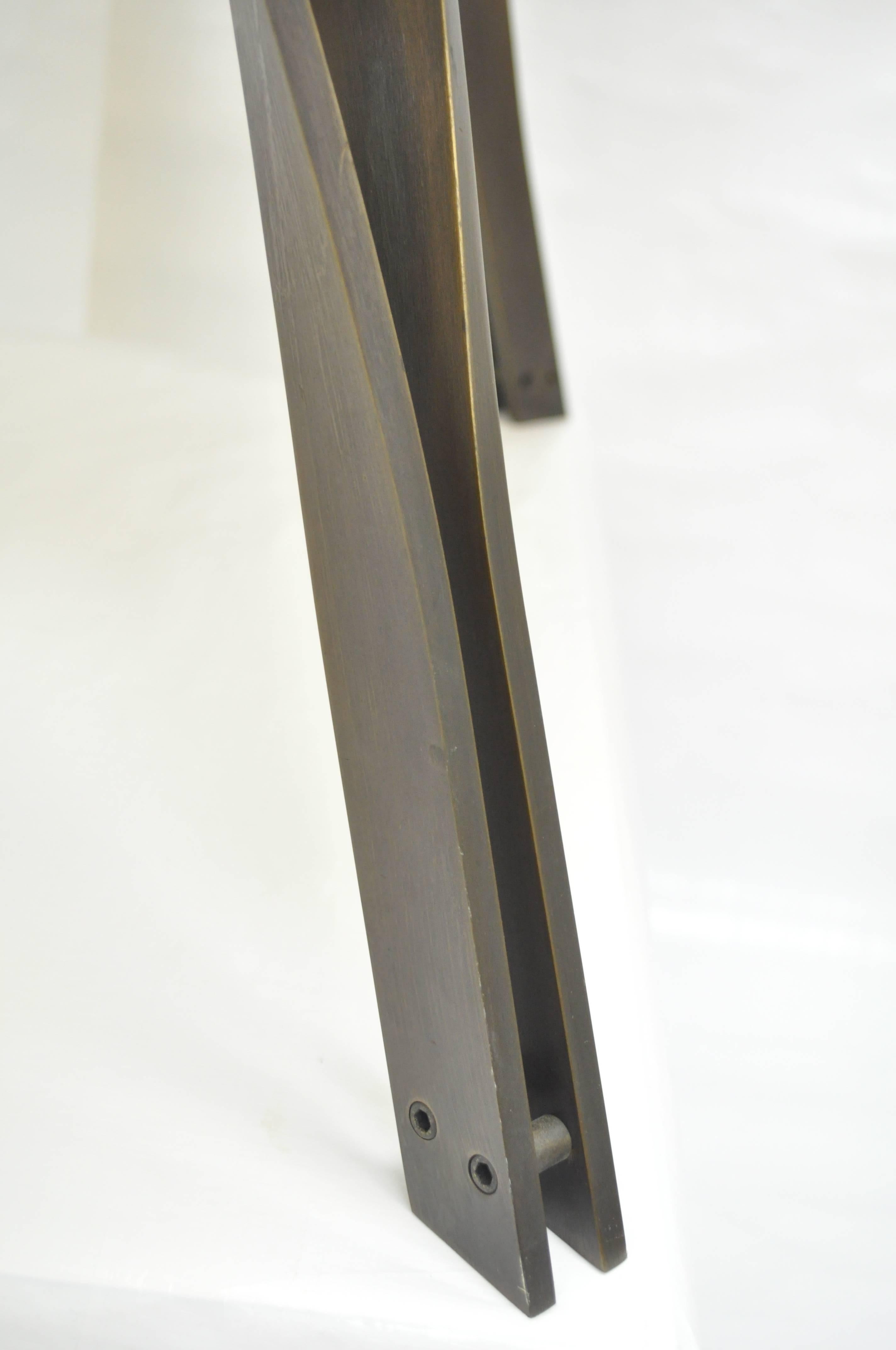 American Trimark Bronze Sculptural Round Glass Coffee Table After Roger Sprunger Dunbar