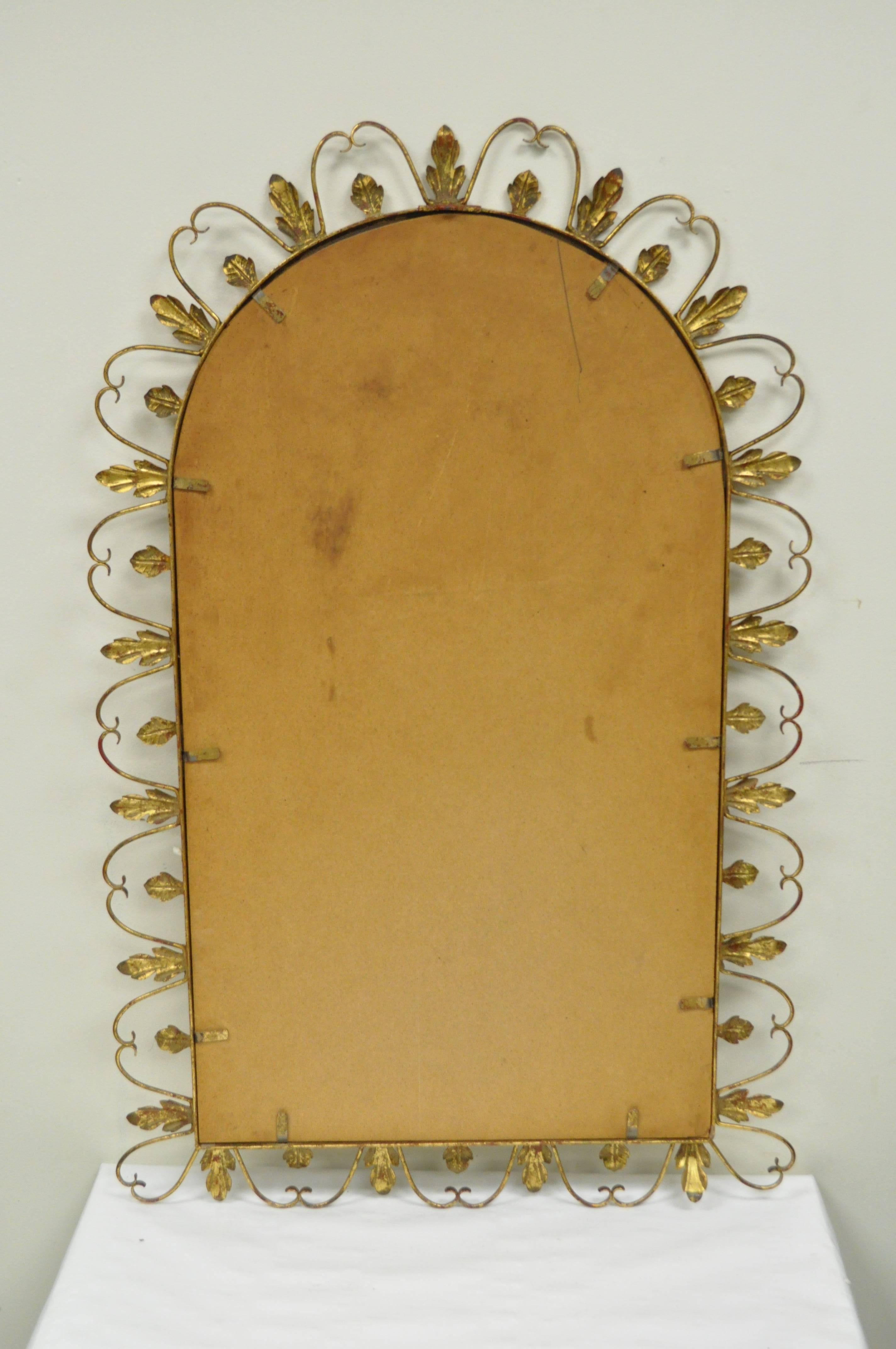 Adeco Italian Hollywood Regency Gold Gilt Metal Iron Mirror & Small Wall Console 4