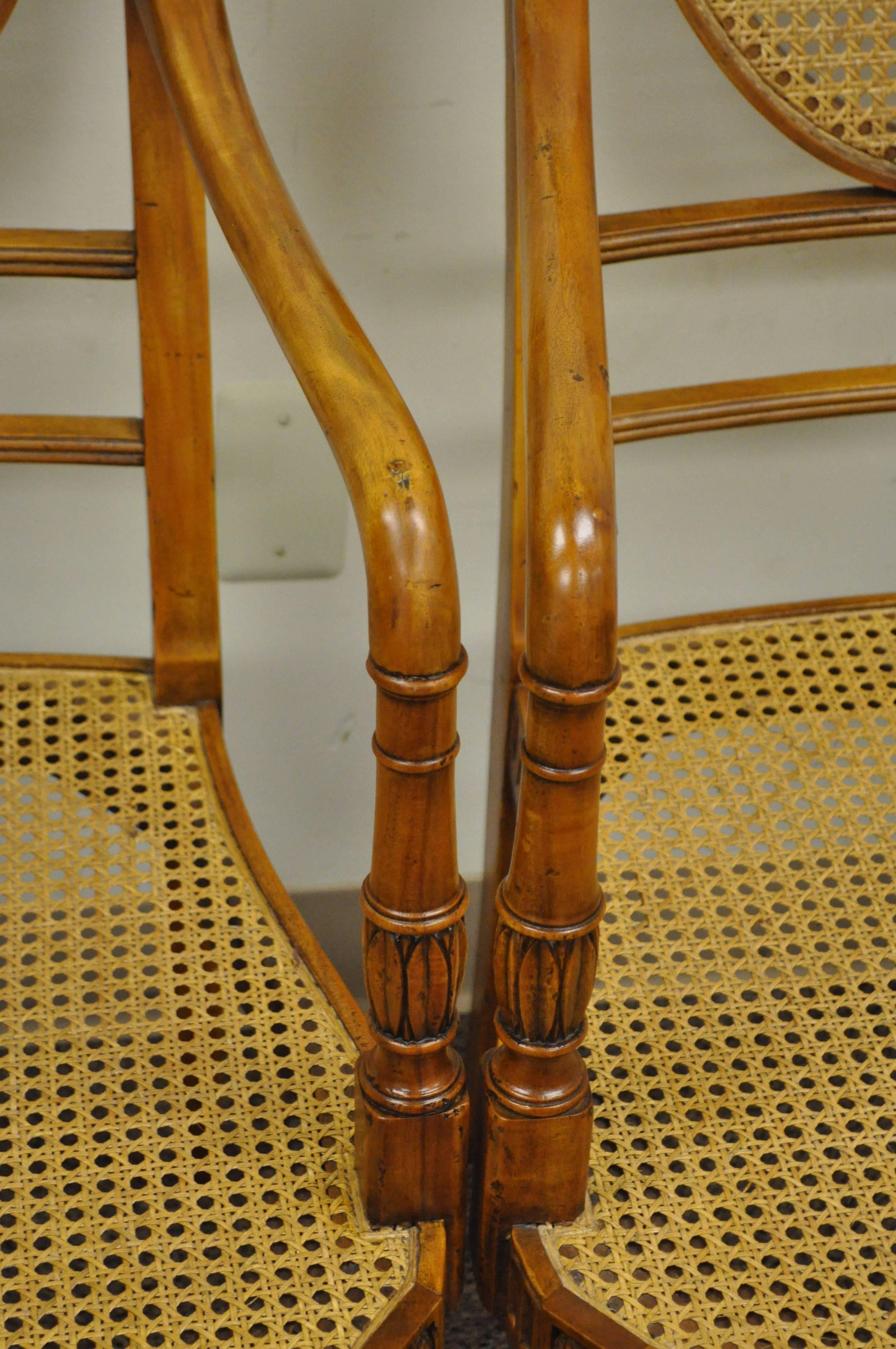 Pair of Hand-Carved Caned Regency Style Cambridge Armchairs by Alfonso Marina 1
