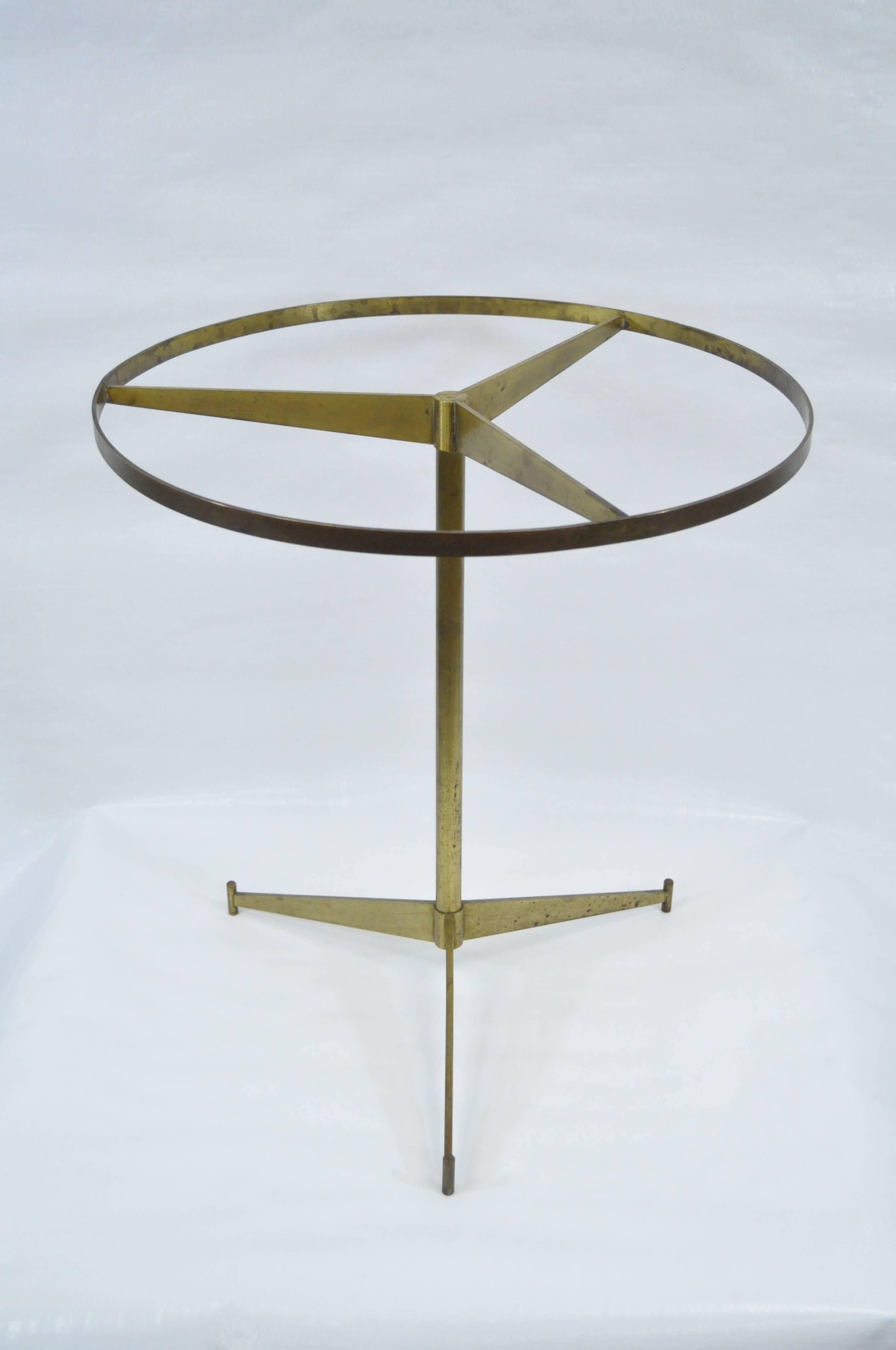 Paul McCobb Brass & White Vitrolite Glass Cigarette Tripod Side Table 2
