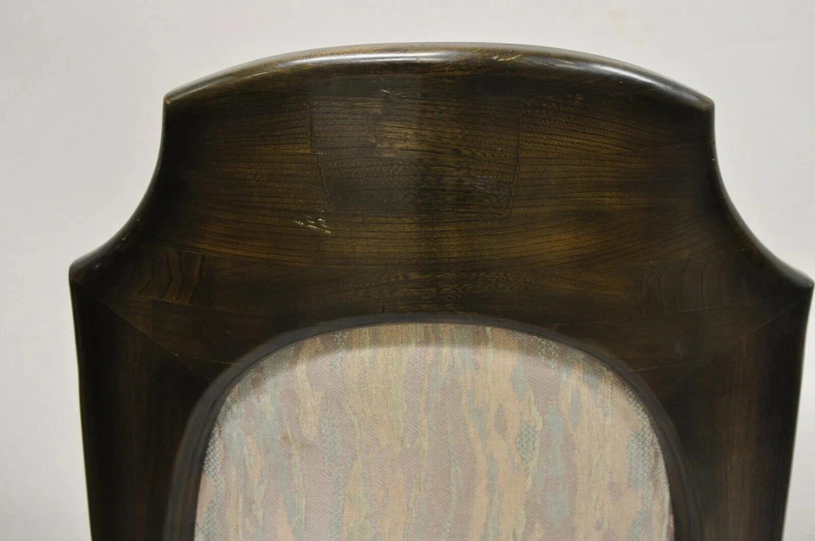 Mastercraft Modern Amboyna Wood Messing Trim Oval zurück Esszimmerstühle - Set von 4 im Angebot 4
