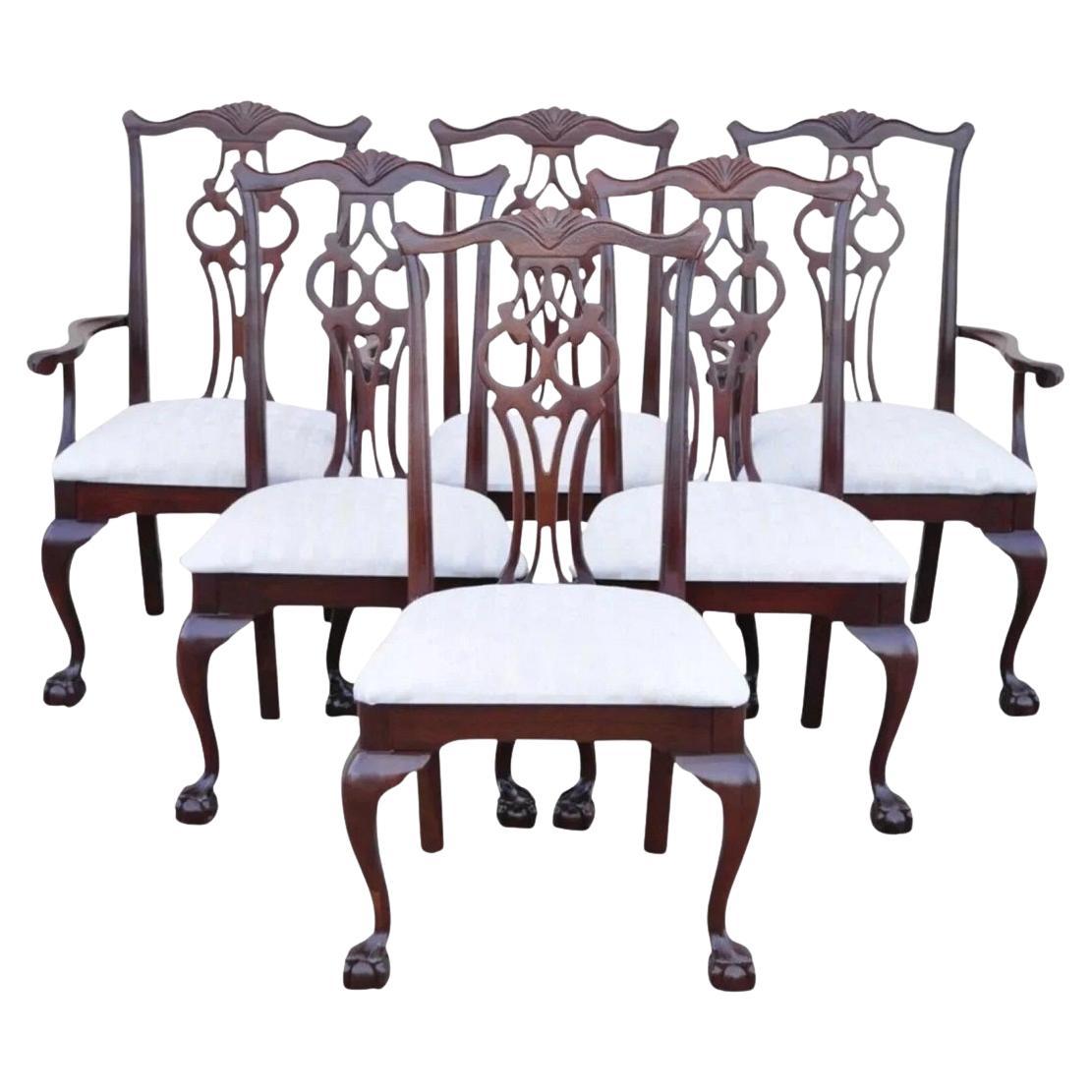 Sedie da pranzo vintage American Drew in legno di ciliegio in stile Chippendale - Set di 6