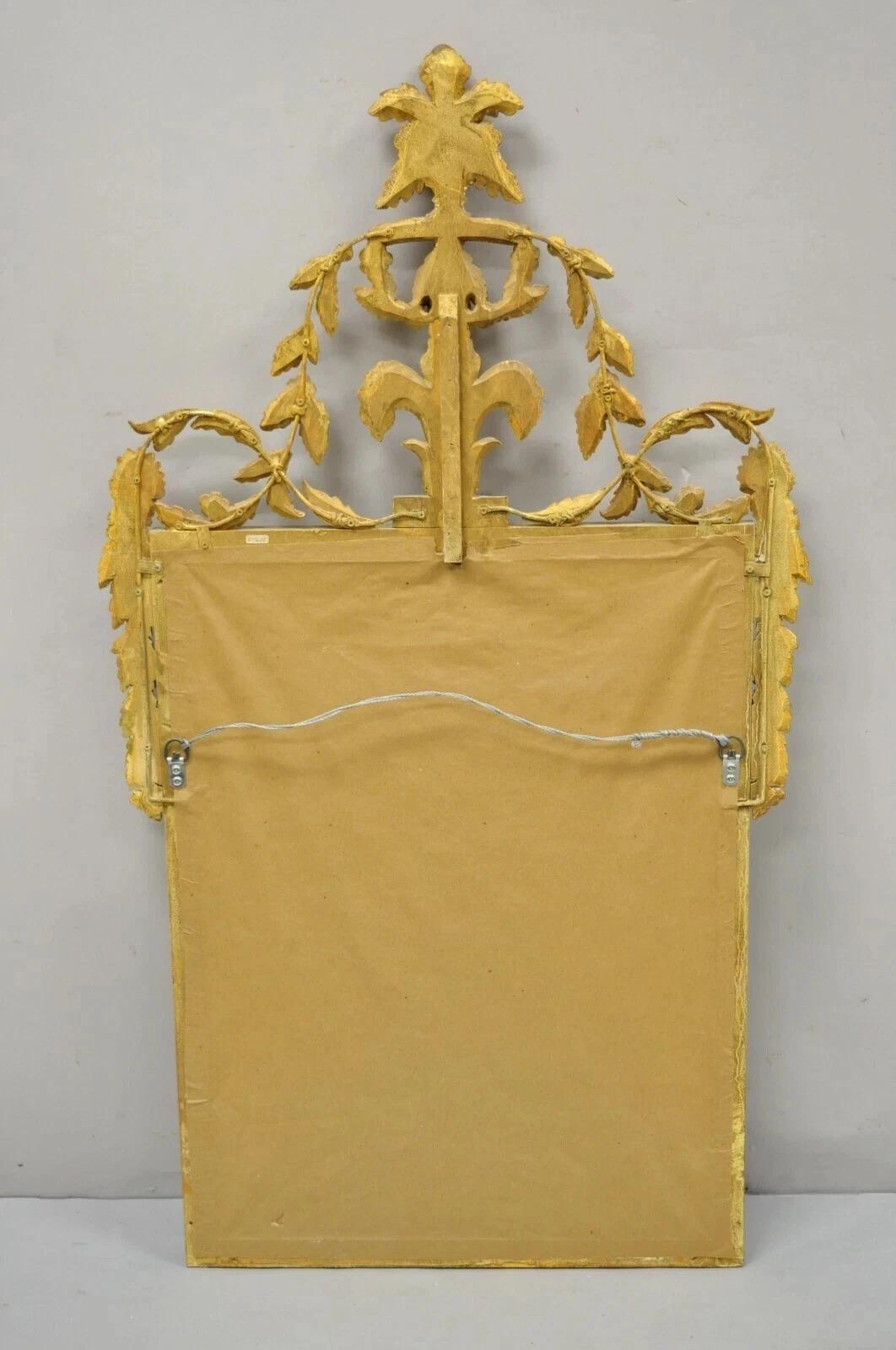 Vintage Adams Style Italian Carved Gold Giltwood Leafy Scroll Console Wall Mirror en vente 3
