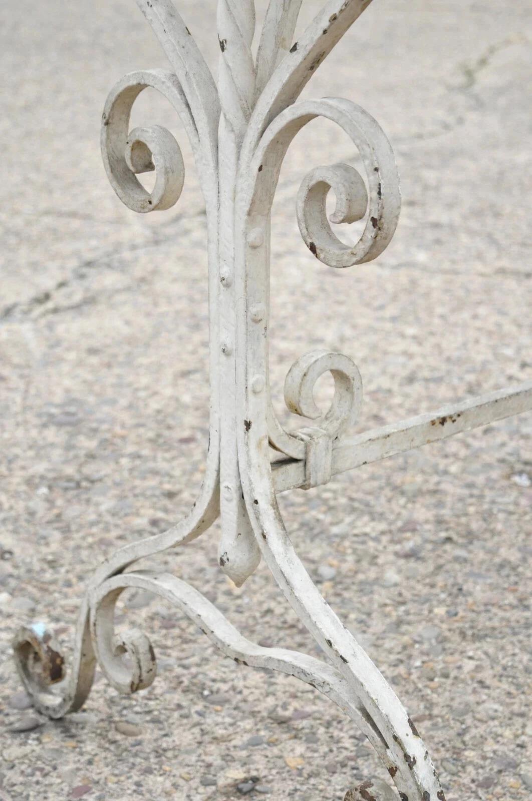 Antique French Art Nouveau Wrought Iron Scroll Wood Top 42