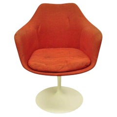 Vintage Knoll Eero Saarinen Red Upholstered Fiberglass Tulip Arm Chair