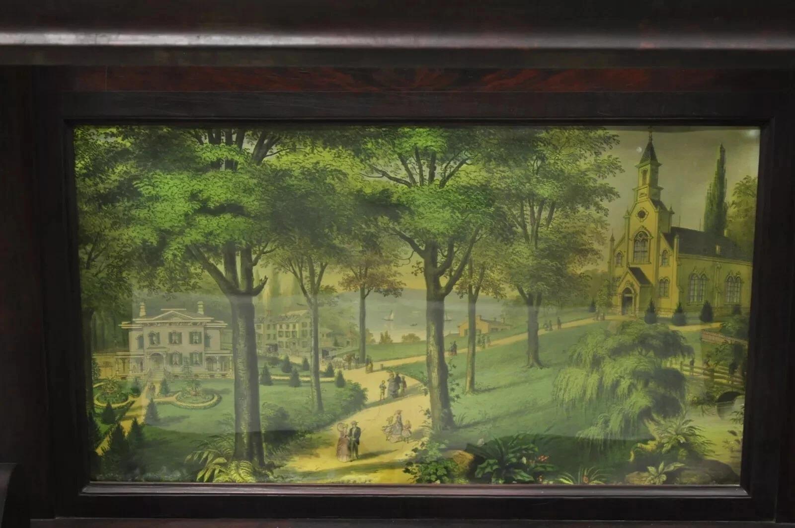Antique American Empire Mahogany Green Marble Top Console Hall Table In Good Condition For Sale In Philadelphia, PA