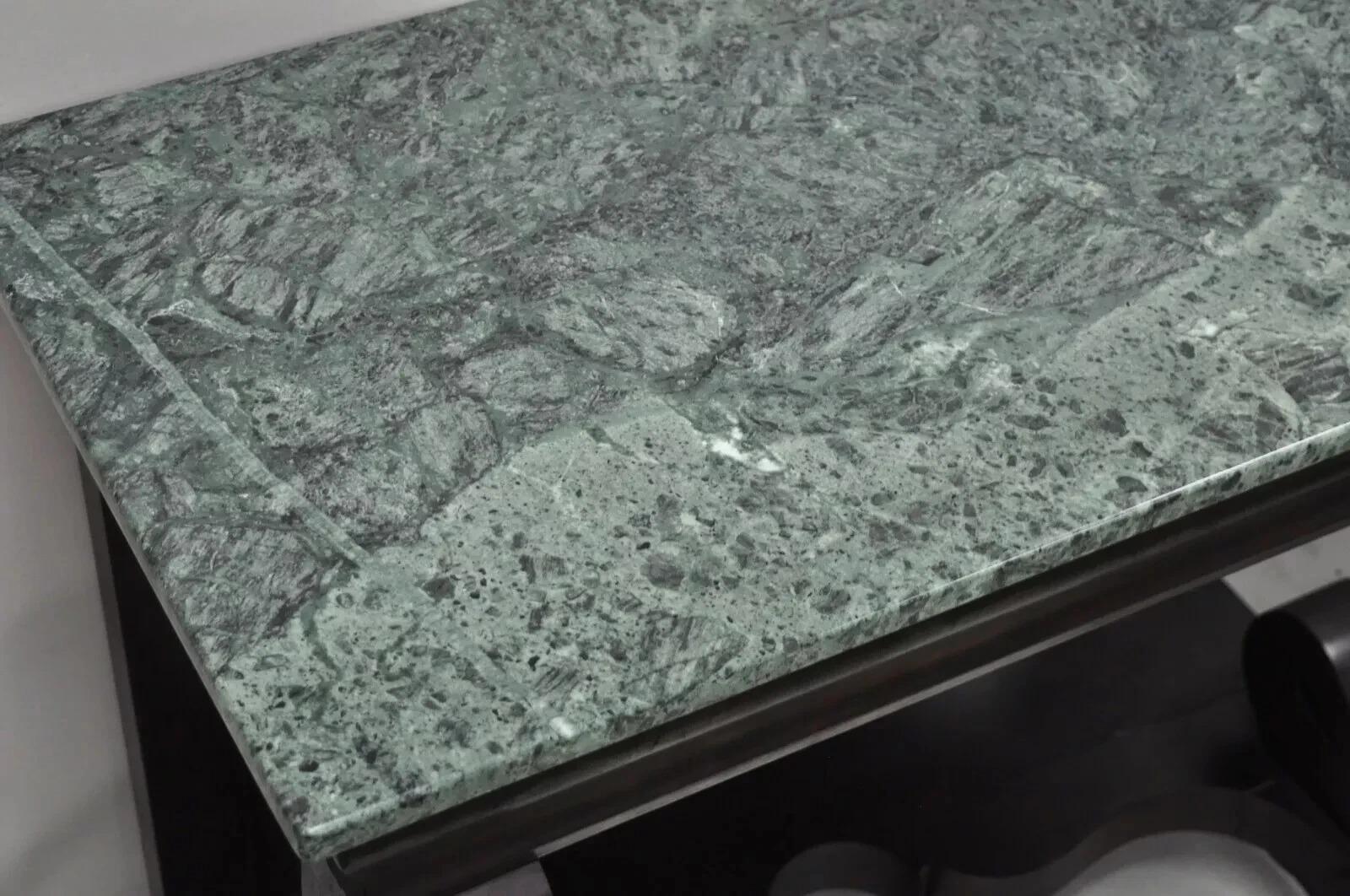 Antique American Empire Mahogany Green Marble Top Console Hall Table For Sale 1