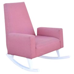 Mid Century Modern Style Wide Frame Sculptural Upholstered Rocker Rocking Chair