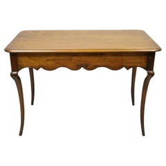 Antique French Provincial Carved Cherry Saber Leg Italian Desk Console Table
