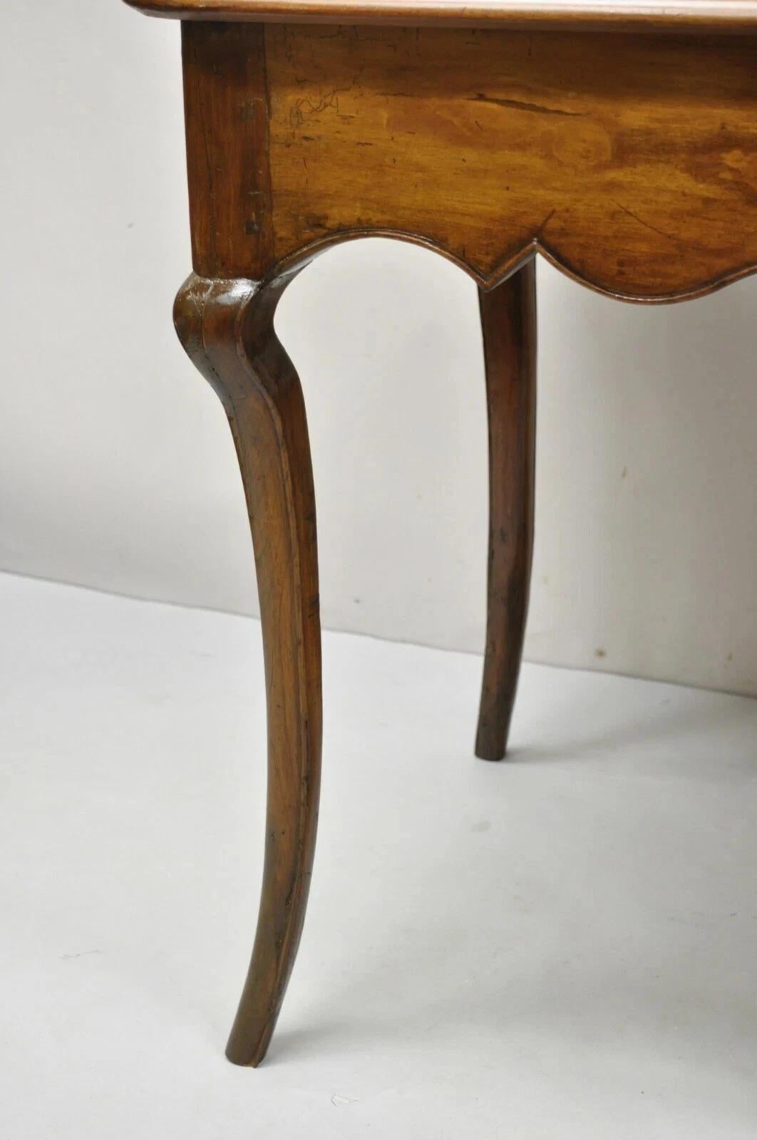 Antique French Provincial Carved Cherry Saber Leg Italian Desk Console Table For Sale 1