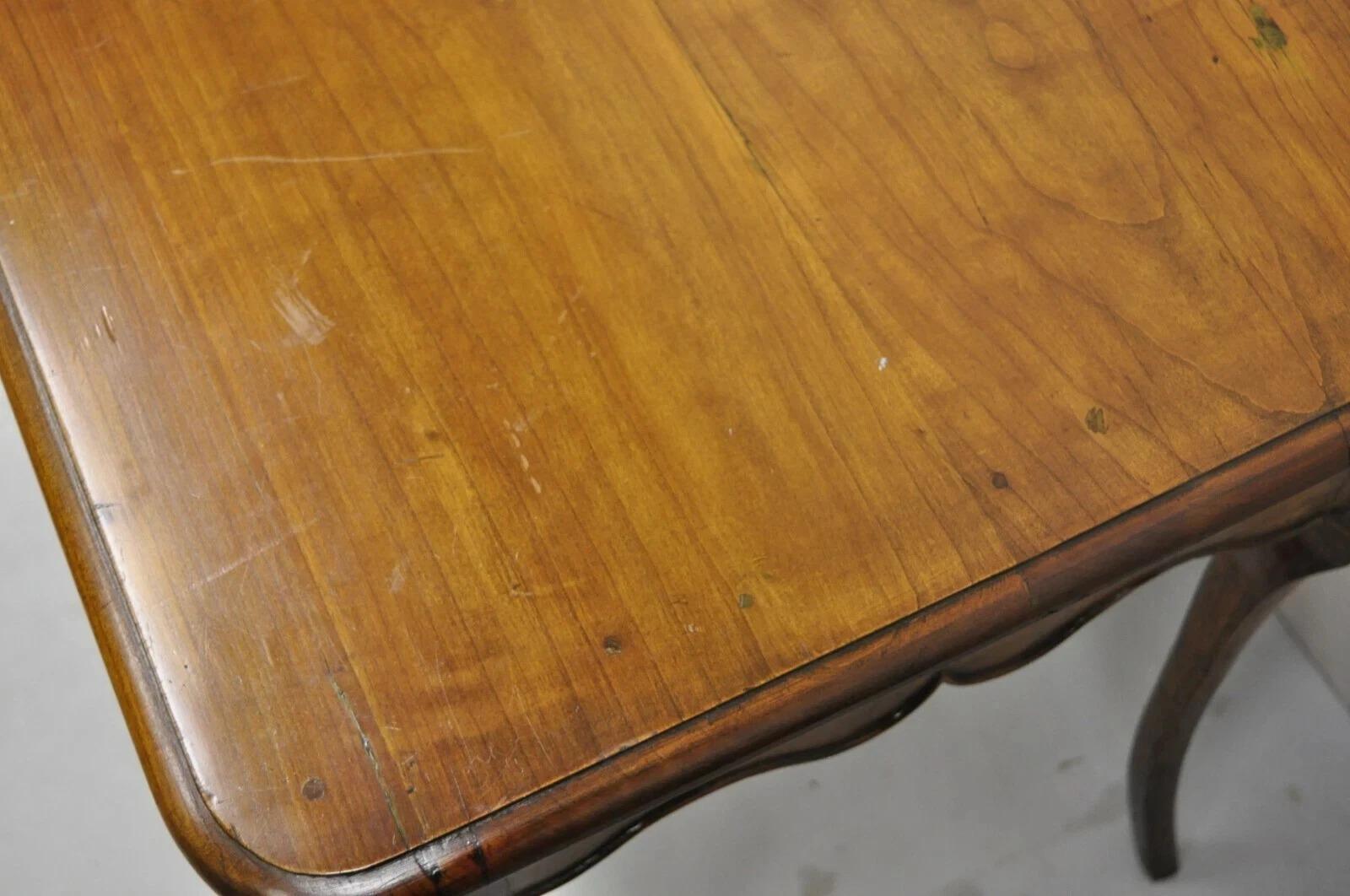 Antique French Provincial Carved Cherry Saber Leg Italian Desk Console Table For Sale 6