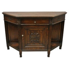 Antique French Renaissance Oak Wood Sideboard Buffet Console Table Cabinet