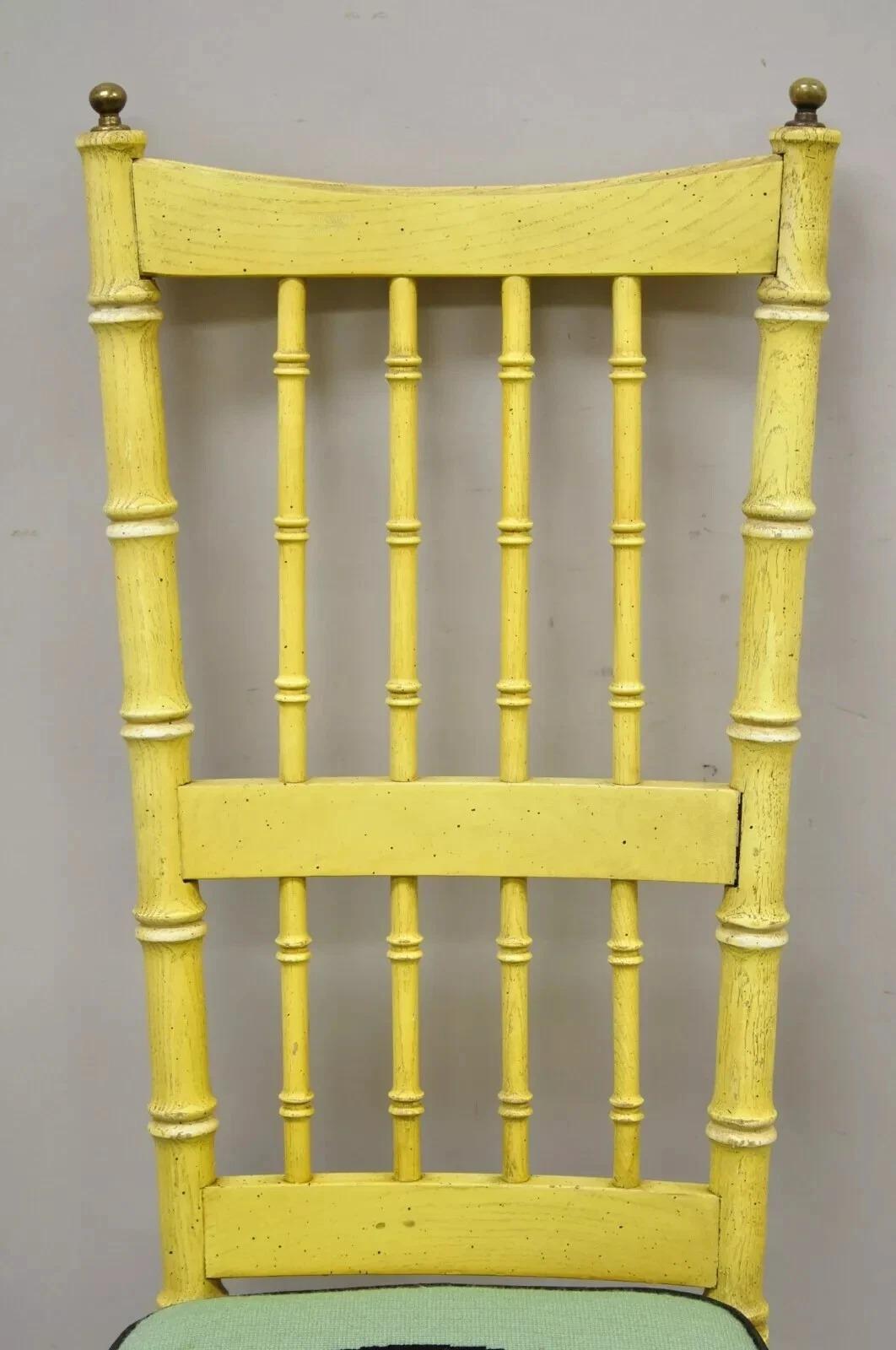 Sconosciuto Sedia da pranzo vintage Thomasville Hollywood Regency in finto bambù giallo - Set di 6 in vendita