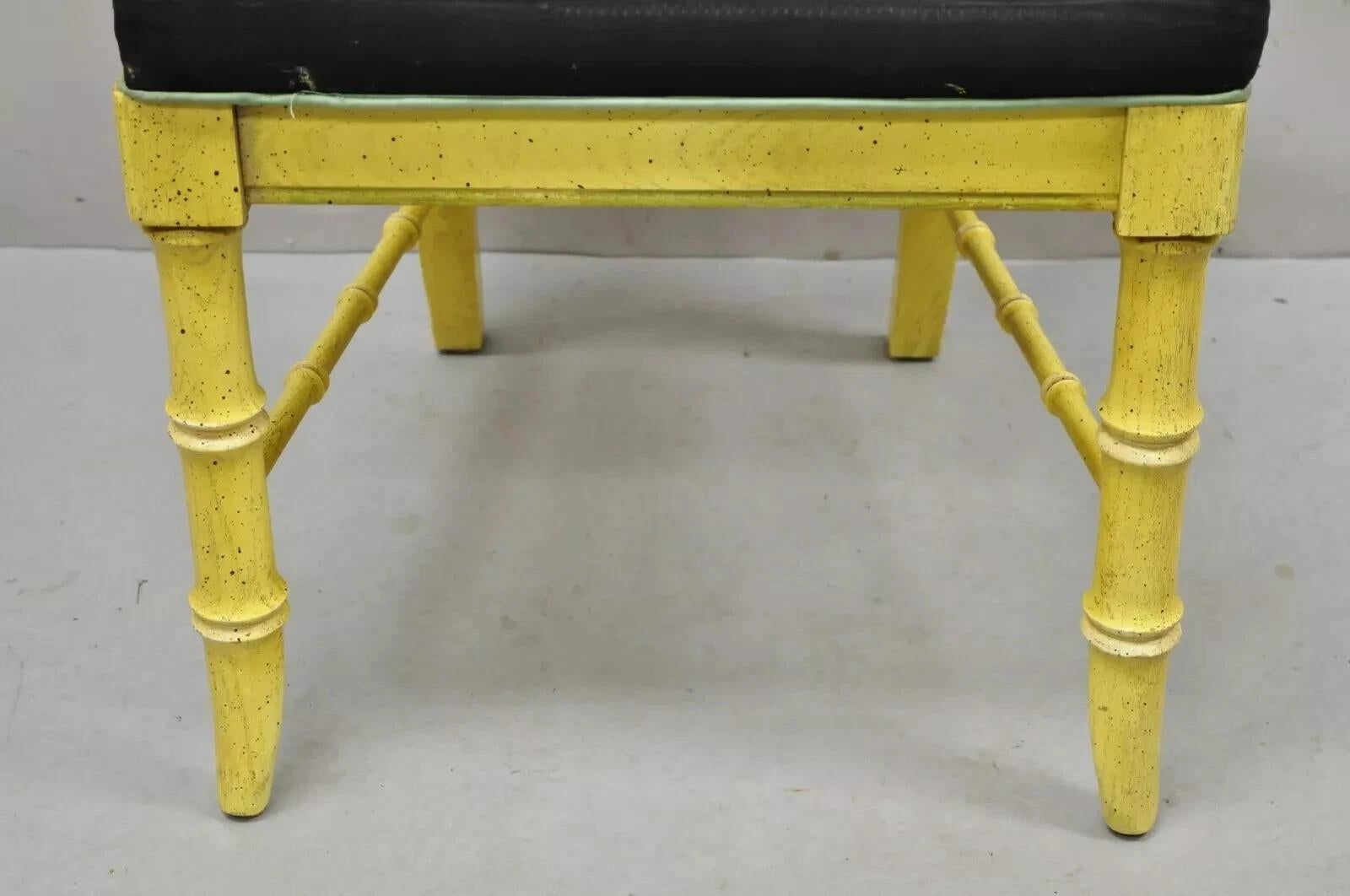 XX secolo Sedia da pranzo vintage Thomasville Hollywood Regency in finto bambù giallo - Set di 6 in vendita
