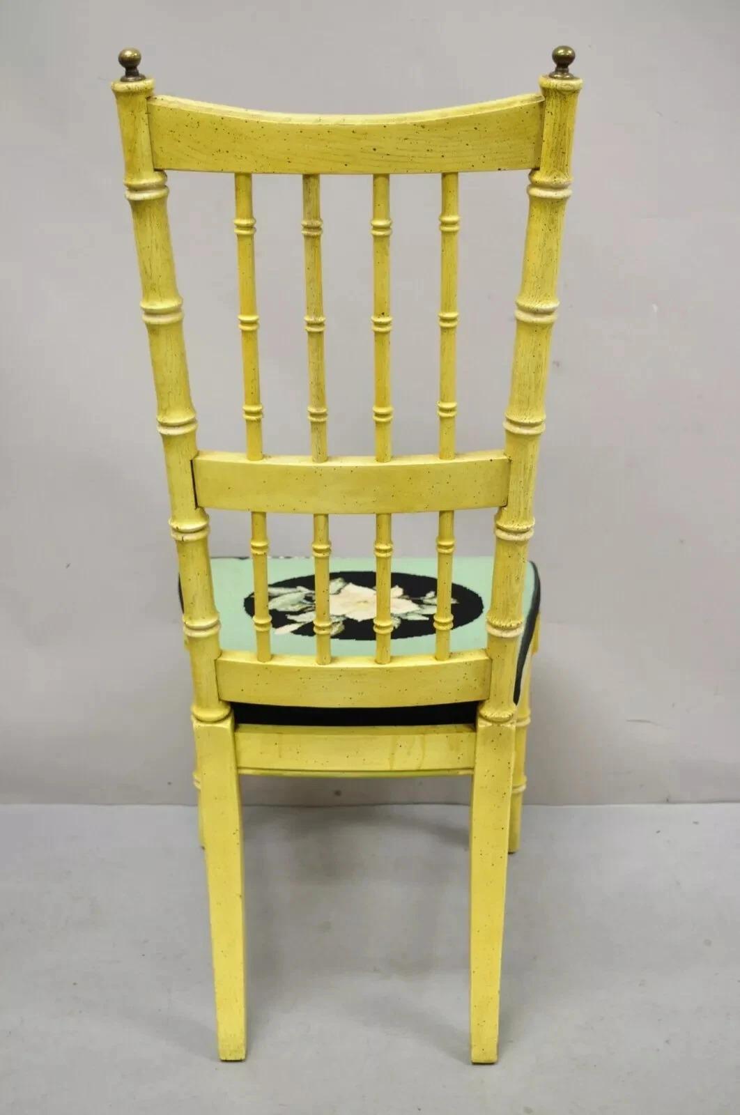 Sedia da pranzo vintage Thomasville Hollywood Regency in finto bambù giallo - Set di 6 in vendita 4
