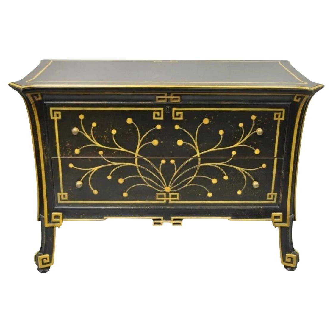 Cassettone a 2 cassetti in stile Regency nero ebanizzato di Decorative Crafts in vendita