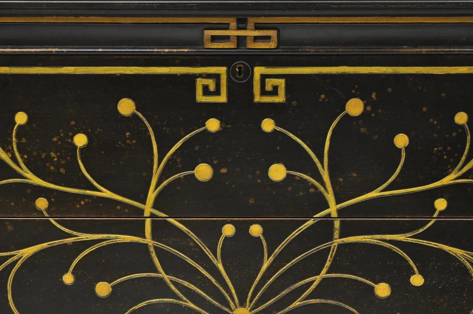 Sconosciuto Cassettone a 2 cassetti in stile Regency nero ebanizzato di Decorative Crafts in vendita
