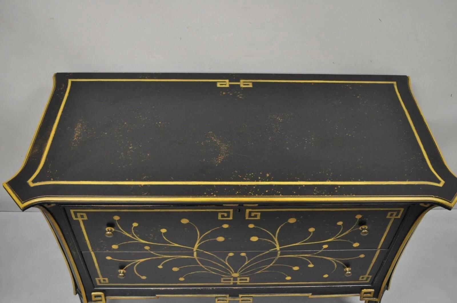 Cassettone a 2 cassetti in stile Regency nero ebanizzato di Decorative Crafts In condizioni buone in vendita a Philadelphia, PA