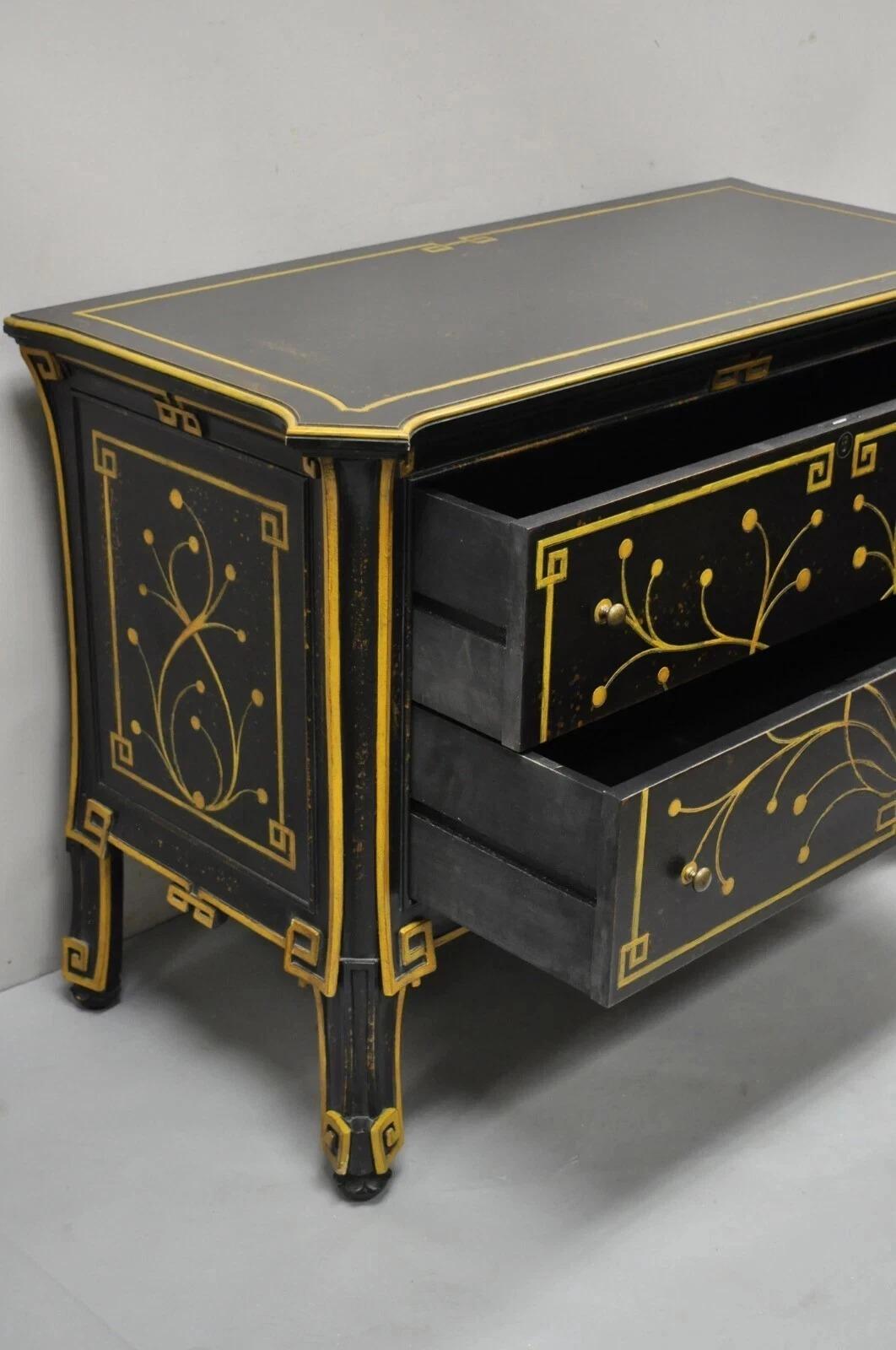Cassettone a 2 cassetti in stile Regency nero ebanizzato di Decorative Crafts in vendita 1