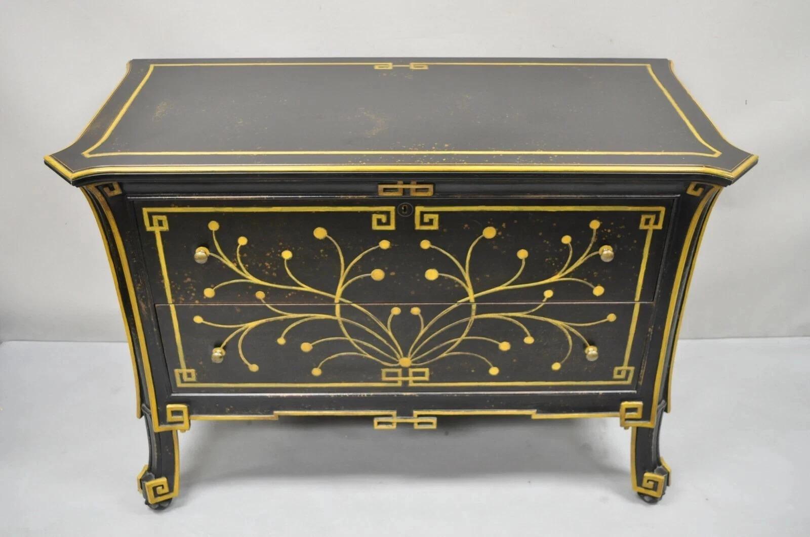 Cassettone a 2 cassetti in stile Regency nero ebanizzato di Decorative Crafts in vendita 6