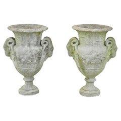Französisch neoklassischen 28 "Beton Figural Cherub Rams Garten Pflanzer - ein Paar