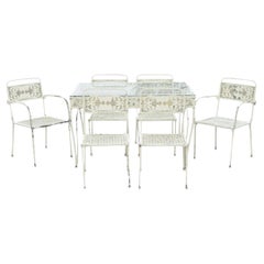 Vintage Victorian Grapevine Wrought Iron Garden Patio Dining Set - 7 Pc Set