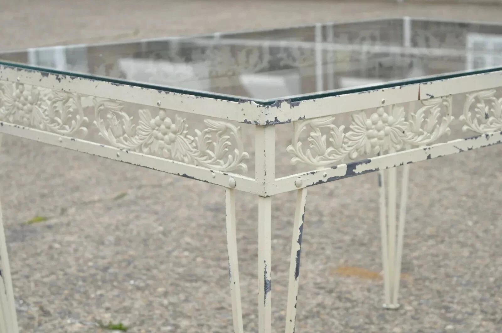 20th Century Vintage Victorian Grapevine Wrought Iron Garden Patio Dining Set - 7 Pc Set For Sale