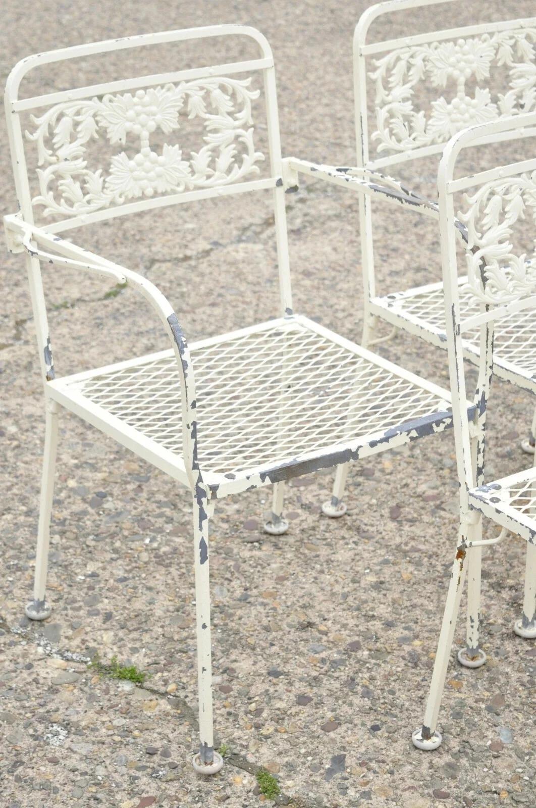 Vintage Victorian Grapevine Wrought Iron Garden Patio Dining Set - 7 Pc Set For Sale 4
