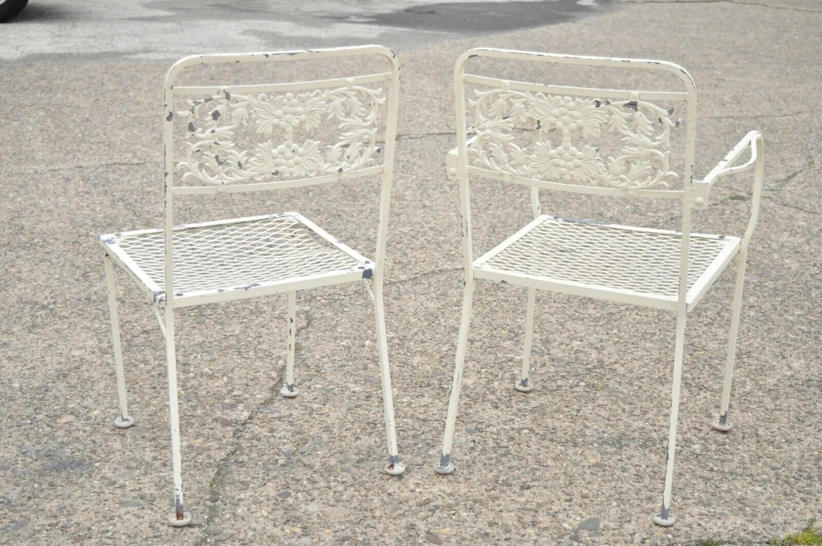 Vintage Victorian Grapevine Wrought Iron Garden Patio Dining Set - 7 Pc Set For Sale 5