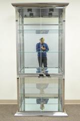 Design Institute of America DIA Chrome and Mirror Curio Cabinet Display Étagère