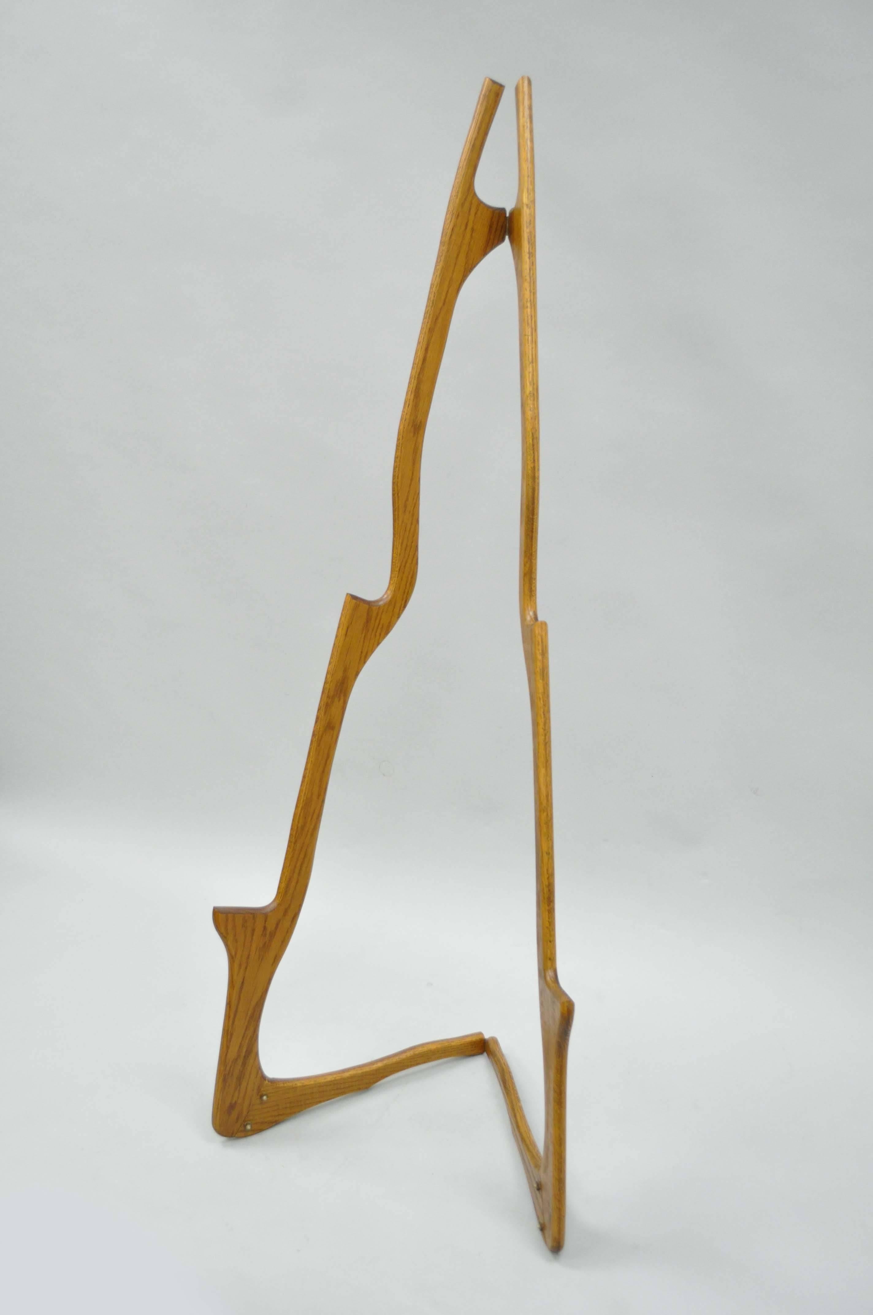 Sculptural Wishbone Mid-Century Danish Modern Oak Folding Art Display Easel 1