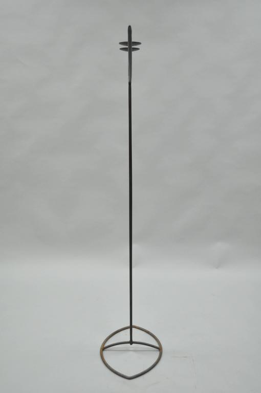 Tall Vintage Art Deco Art Nouveau Gothic Wrought Iron Floor Candle Holder Stand