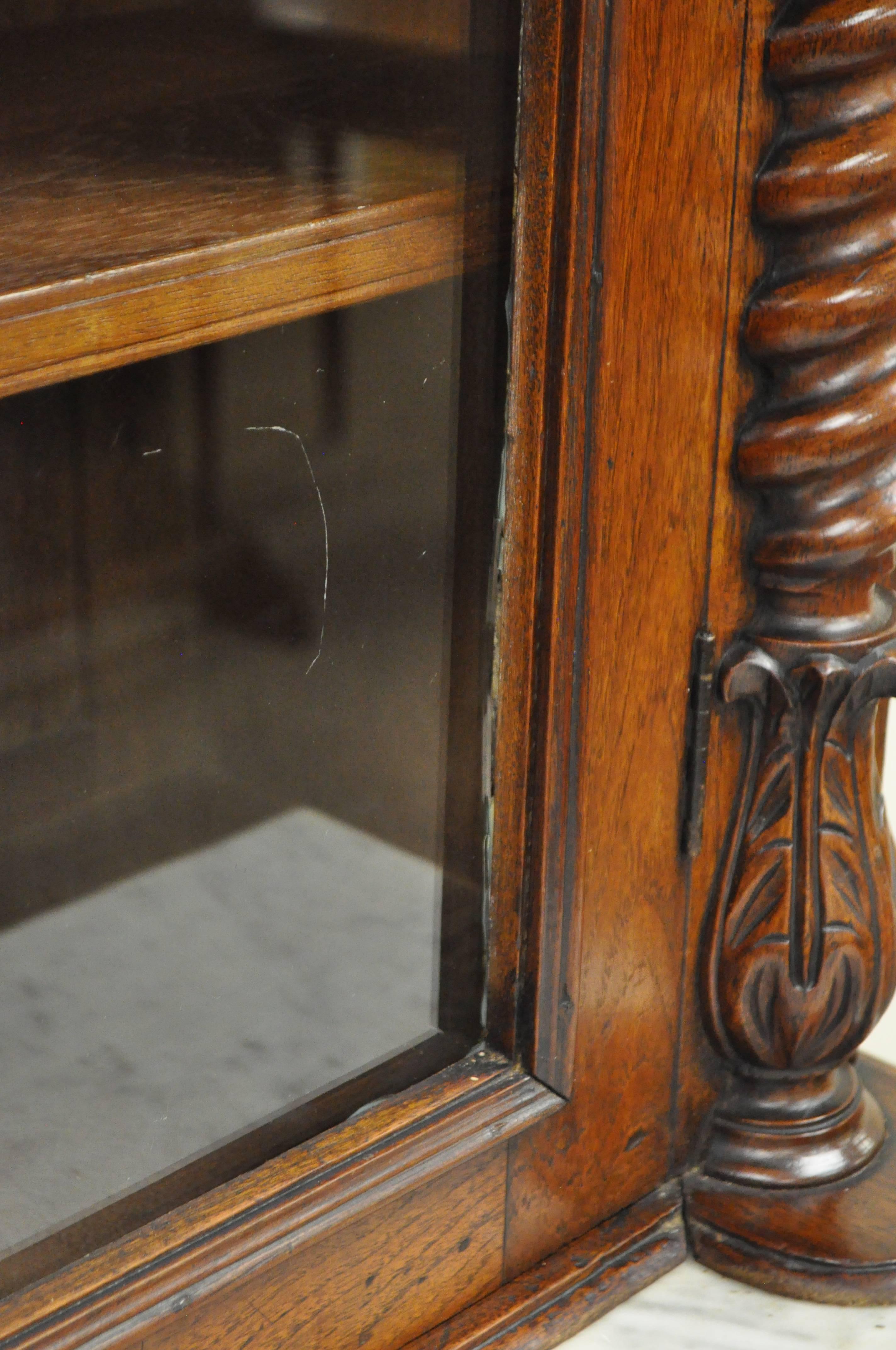 19th Century French Renaissance Walnut Bookcase Sideboard Buffet Hutch Cabinet For Sale 4