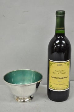 Vintage Towle Mid Century Modern Silver Plated Green Enamel Candy Nut Dish Bowl