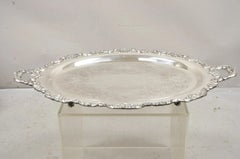 Vintage Poole 400 Lancaster Rose Silver Plated Serving Platter Bar Tray (B)