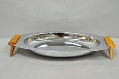 Vintage Art Deco Stainless Steel Glo-Hill Gourmates Butterscotch Bakelite Tray