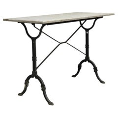 Antique French Victorian Cast Iron Pastry Table Base Marble Top Console Table