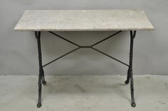 Antique French Victorian Cast Iron Pastry Table Base Marble Top Console Table