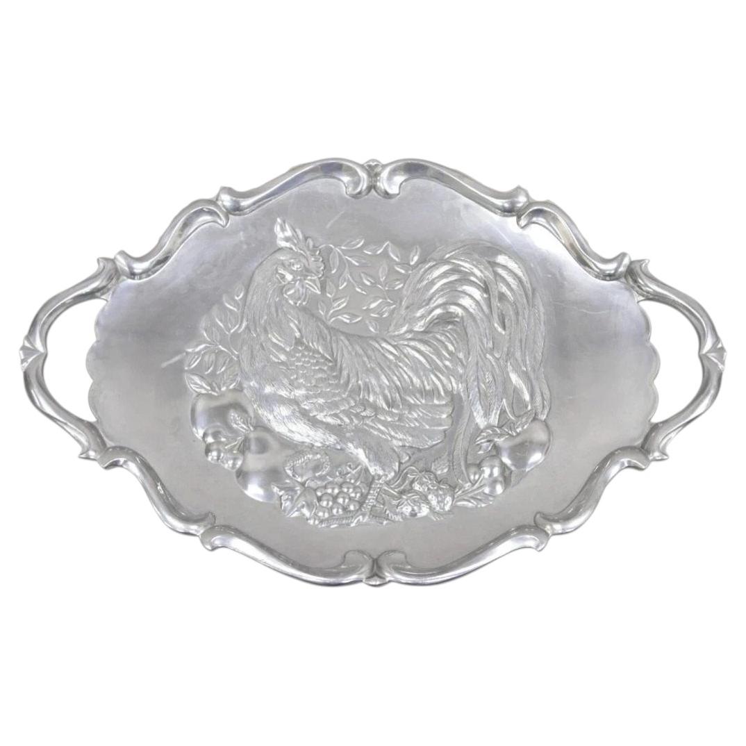 Bandeja grande de metal peltre «Gallo» de Lenox, de estilo vintage y ya descatalogada, ideal para servir en fiestas