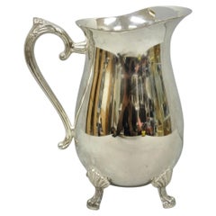 Vintage Victorian Style Silver Plated Bulbous Footed Lemonade Water Pitcher