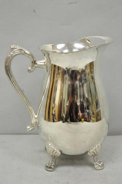Vintage Victorian Style Silver Plated Bulbous Footed Lemonade Water Pitcher