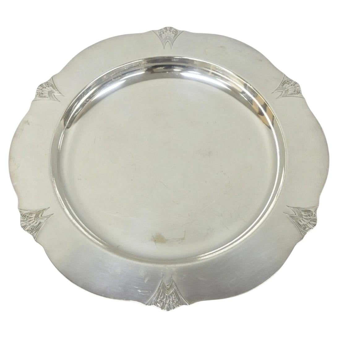 Vintage Victor SP Co Art Deco Silver Plated Charger Serving Dish Platter Plate For Sale
