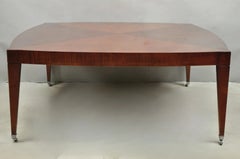 Baker Harlequin Modern Cross Inlay Top Large Coffee Cocktail Table on Wheels