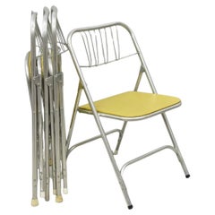 Vintage Mid Century Modern Aluminum Folding Dining Chairs by Airlite - Set of 4