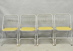 Vintage Mid Century Modern Aluminum Folding Dining Chairs by Airlite - Set of 4
