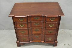 Vintage Chippendale Style Solid Mahogany Block Front Bachelor Chest of Drawers