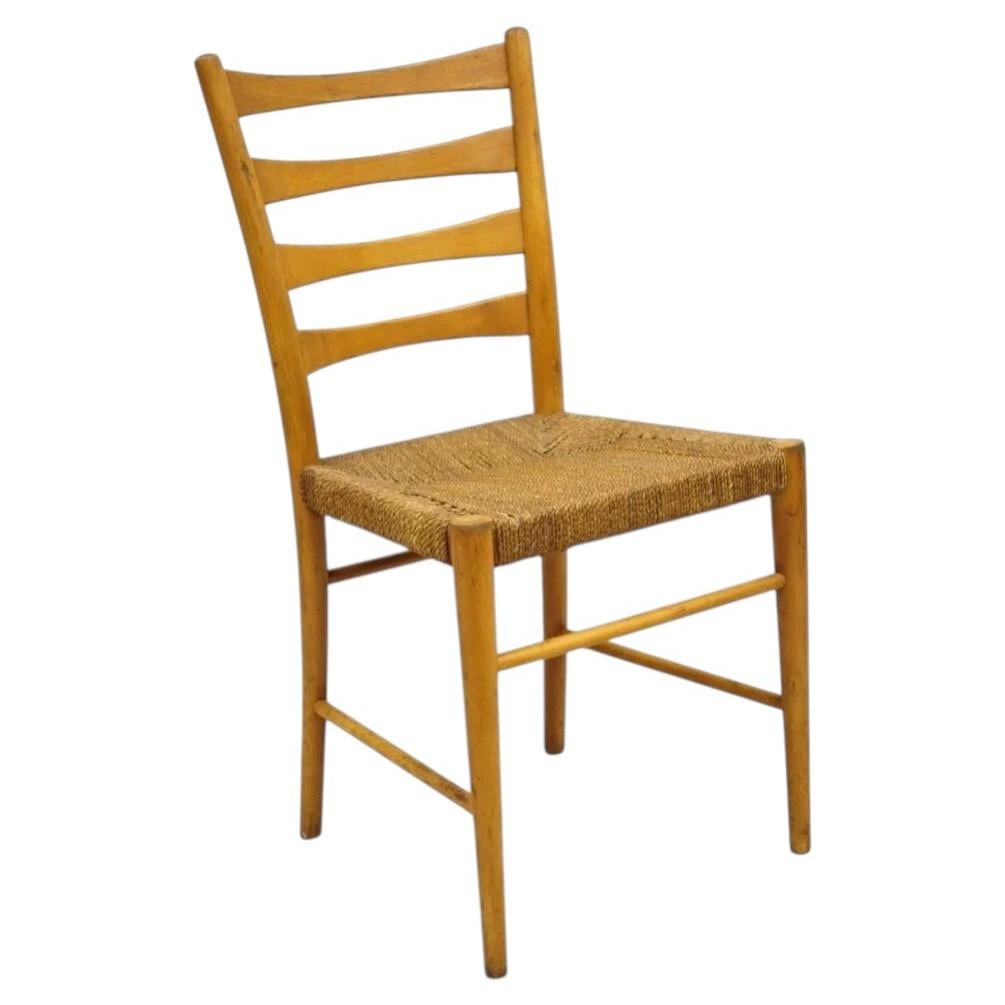 Vintage Gefa Gemla Mid Century Danish Modern Ladderback Rush Seat Side Chair For Sale