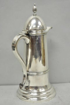 Antique English Regency Silver Plated Flagon Pitcher w/ Heart Handle
